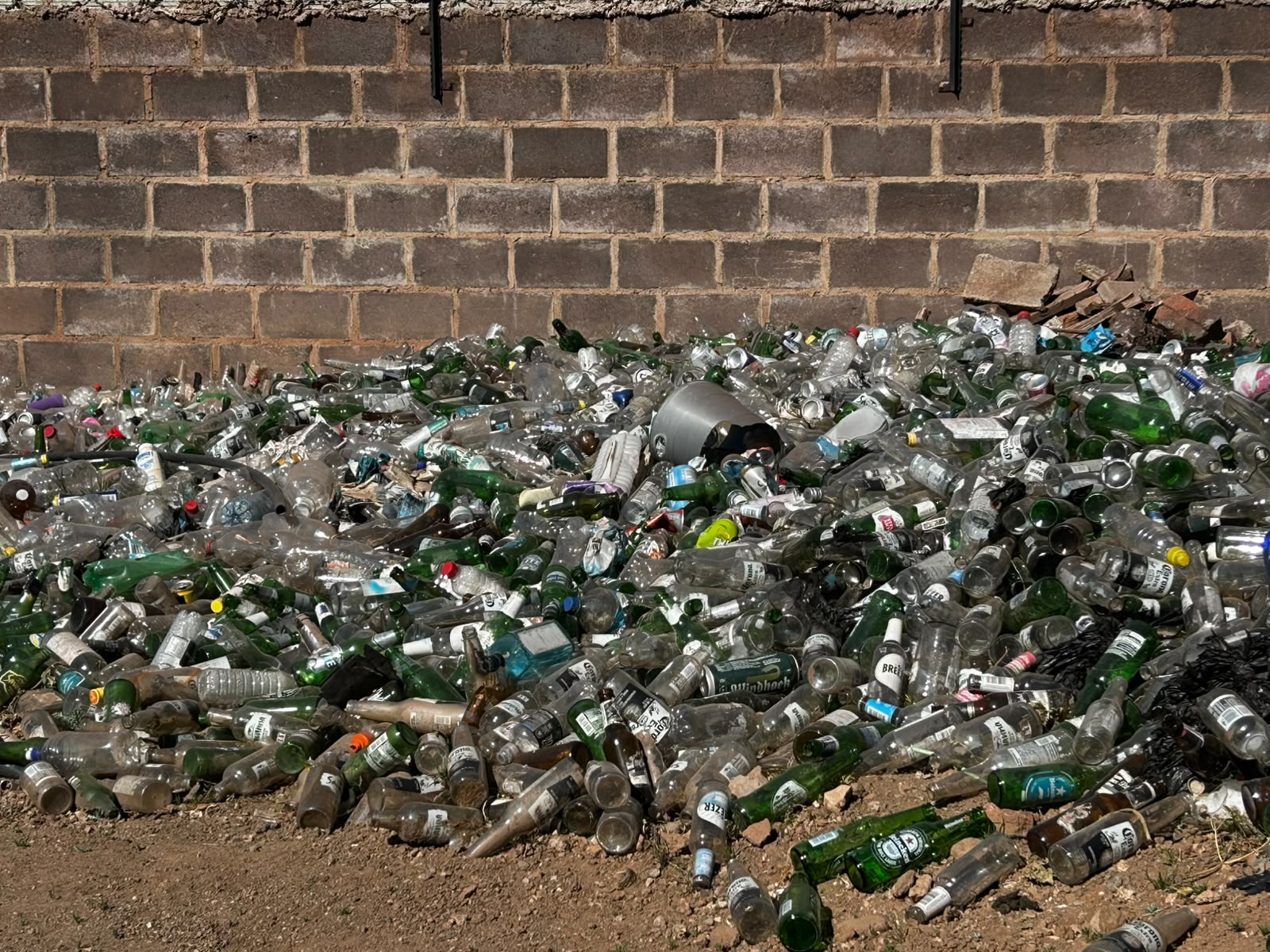 Mixed glass collected for recycling